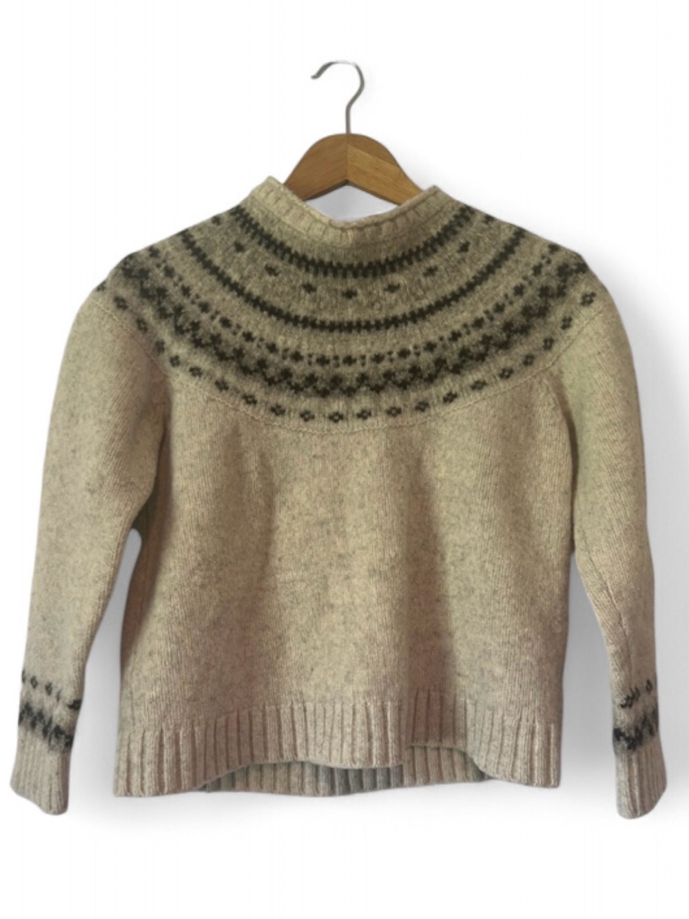 L.L. Bean Classic Ragg Wool Fair Isle Sweater Large Shrunk - Fits XS/S Preppy